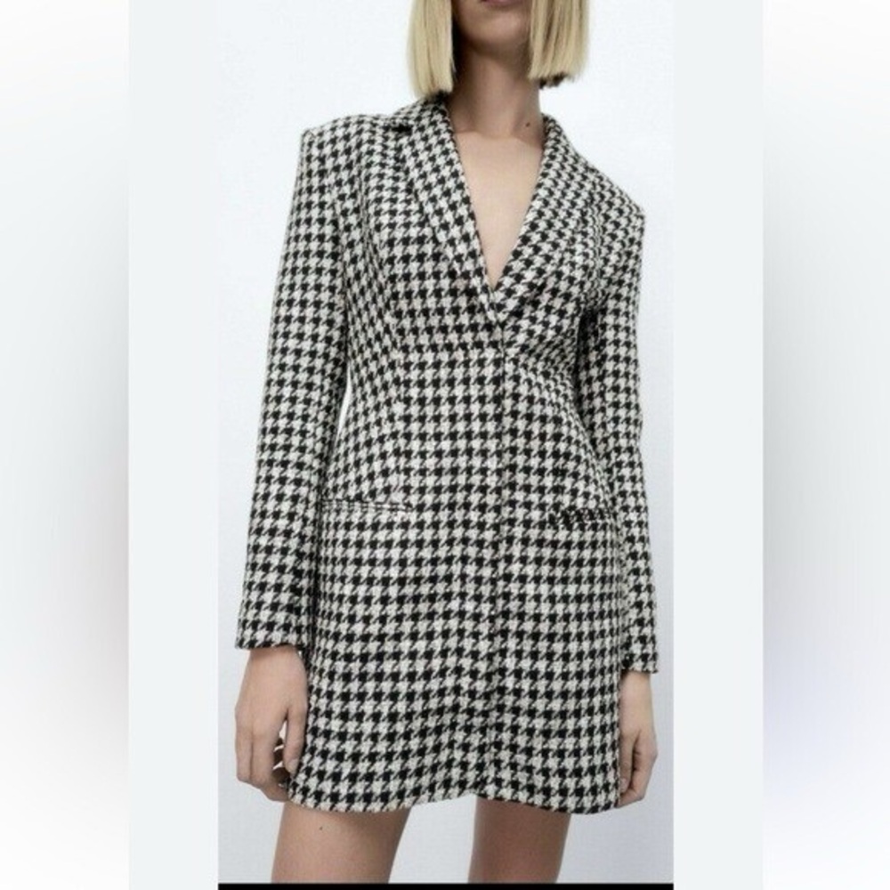 Zara Monochrome Houndstooth dress